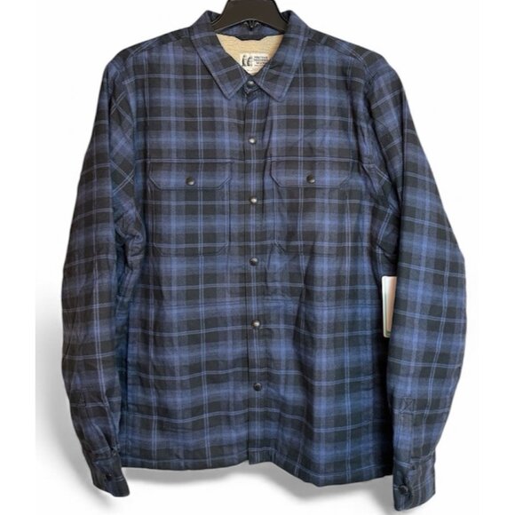 Marmot XL Ridgefield Heavyweight Sherpa Lined Blue Flannel Shirt Jacket NWT - Picture 1 of 10
